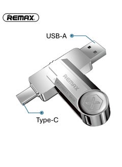 Buy RX-817 USB Flash drive, 64GB, 2 in 1, USB A and Type C connectors, USB 3.1, USB C, Silver in Saudi Arabia