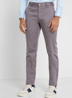 Buy Thomas Scott Men Grey Slim Fit Easy Wash Sustainable Chinos Trousers in Saudi Arabia