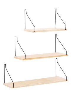 Buy Floating Shelves Wall Mount, Solid Wood Wall Storage Shelves with Iron Frame in UAE