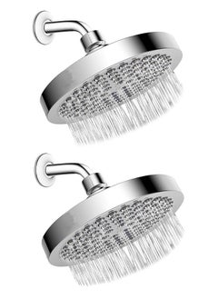 اشتري 2 Packs Premium High-Pressure Rain Shower Head with Modern Chrome Aesthetics. Featuring Anti-Clogging Silicone Nozzles في السعودية