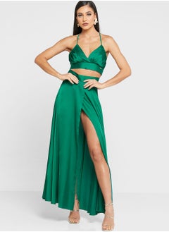 Buy Cami Crop Top & Front Split Maxi Skirt Set in UAE