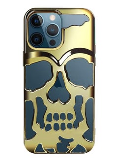 Buy iPhone 13 Pro Max Case 3D Hollow Skull Breathable Phone Case Luxury Plating Colorful Matte Shockproof Cover Ultra Thin Full Surround Anti-Fall Case Yellow in UAE