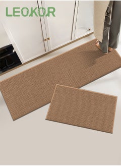 Buy 2 PCS Kitchen Rugs Washable, Non-Slip Kitchen Mats Natural Rubber Kitchen Mats for Floor Runner Rugs Set Ergonomic Comfort Rug for Kitchen in Saudi Arabia