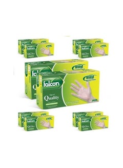Buy Falcon Vinyl Gloves - Pre-Powdered (10 Packs x 100 Pieces) Clear in UAE