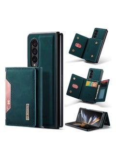 Buy Wallet Case for Samsung Galaxy Z Fold 3, DG.MING Premium Leather Phone Case Back Cover Magnetic Detachable with Trifold Wallet Card Holder Pocket (Green) in Egypt