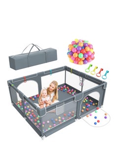 Buy Baby Enclosure Extra Large Enclosure Indoor and Outdoor Children's Activity Centre Baby Safety Gate with Breathable Net Sturdy Play Area for Babies and Toddlers Grey in UAE