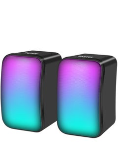 Buy Computer Speakers 2.0 USB Powered Gaming Speakers with RGB LED Light 3.5mm Aux Input, Stereo Mini Multimedia Speaker for PC, Desktop, Laptop, Mobiles, Monitor in UAE