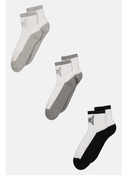 اشتري Men 3 Pairs Mid Length Socks, White/Grey/Black في الامارات