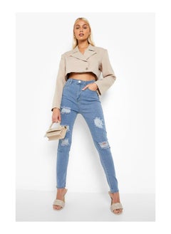 اشتري Basics High Waisted Extreme Ripped Skinny Jeans في الامارات