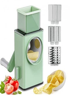 Buy Multifunctional Vegetable Chopper, 3 in 1 Rotating Cheese Grater, Chopper and Salad Chopper with Stainless Steel Rotating Blades for Fruits, Vegetables and Nuts in Saudi Arabia