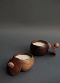 Buy Wooden Scented Candle With Lid Caramel vanilla in Egypt