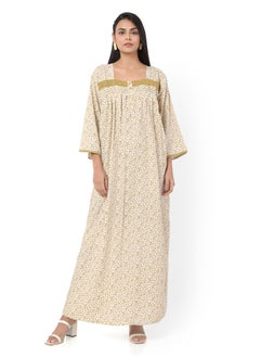 Buy FLORAL PRINTED FRONT STYLED BUTTON WITH UNIQUE THREAD EMBROIDERY ARABIC KAFTAN JALABIYA in Saudi Arabia