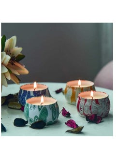 Buy Romantic Scented Candle In Ornate Decorative Containers (4 Pieces) (Multi Color) in Egypt