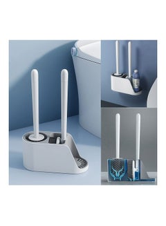 Buy Toilet Brush and Holder Set Bathroom Brush & Silicone Toilet Bowl Brush Set No Scratch No-Slip Handle Toilet Cleaner Brush Wall Mount & Freestanding in UAE