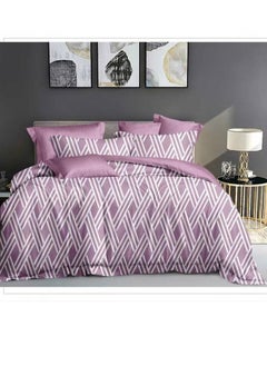 Buy King Size 6 Piece Duvet Cover Set Contemporary Leaf Print Bedding Sets, Smooth Cotton Material Modern Geometric Print in UAE