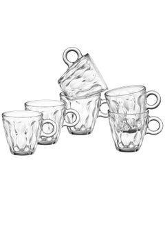 Buy Saudi espresso and coffee cups set, multi-use, 6 pieces, made of clear glass in Saudi Arabia