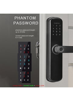 اشتري WAFU Tuya Fingerprint Lock Indoor Electronic Lock Smart Fingerprint Password Card Mechanical Key Touchscreen Keypad Door Lock for Home Hotel Office Door في السعودية