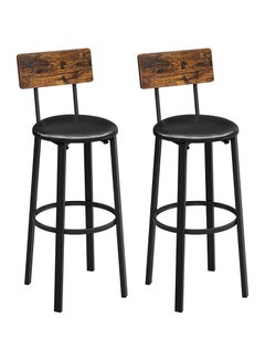 اشتري Dark Brown and Black LBC069B81V1 PU Bar Chair Set Of 2 Bar Stools Footrest, Simple Assembly for Dining Room, Kitchen, Counter Bar (39x39x100cm) في الامارات
