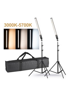 Buy Studio Photography Light Kit Including 2 * Handheld LED Light Tube 3000K-5700K Dimmable CRI95 Built-in Battery + 2 * 2M Light Stands with USB Charging Cable Carry Bag in Saudi Arabia