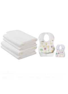 اشتري Combo Pack Disposable Bibs Pack Of 20 With Disposable Towel Pack Of 6 Fruits في الامارات