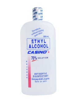 Buy Ethyl Regular 70% Solution Antiseptic Disinfectant Eliminates 99.9% of Germs Safe on Skin Disinfects without drying your skin - 500 ml in UAE