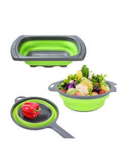 Buy Collapsible Colander Set of 3 Silicone Kitchen Strainers Foldable colanders with Extendable handles - Perfect for Draining Pastas, Fruits, Vegetables and salads. in Saudi Arabia