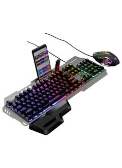 Buy Computer Luminous Gaming Keyboard and Mouse Set Mechanical Feel Suspension Keycap Metal Wired USB Keyboard and Mouse Explosions(6)GK70 word through three-color black keyboard (6)GK70 word through three-color black keyboard in Saudi Arabia