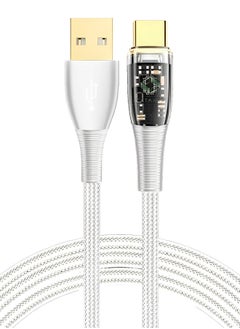 اشتري USB Cable to Type C Fast Charging Cable Transparent Adapter Fast Charging Cable White 1M في الامارات