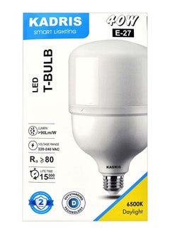 Buy 40W LED Screw Type Daylight(Cool white) LA-2112 6500K LED Power Saving Plastic-coated Aluminum T-Shape Lamp Bulb Light 3600Lumen AC220-240V 50-60HZ, ESMA Approved With One Year Warranty in UAE