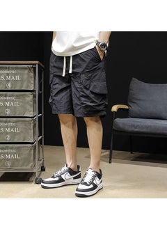 اشتري Mens Summer Lightweight Cargo Shorts Casual Elastic Waist DK94 Black [Fan Zuo Flagship Quality]] في السعودية