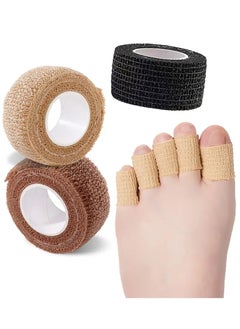 Buy 3 Pieces Self Adhesive Bandage Wrap Tape Stretch Self Adherent Cohesive Toe Tape for Sports, Wrist, Ankle, 5 Yards Each - Assorted Colors in Egypt