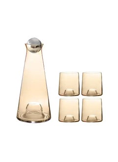 اشتري Voidrop Crystal Glass Decanter Water Pitcher Carey With Cork Lid-Glass Water Pitcher-Jug With Lid Water Dispenser Glass-Jug With Lid Glass Set Kitchen Organizer And Storage (Amber) في الامارات