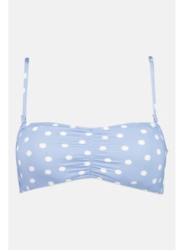 اشتري Women Padded Unlined Polka Dot Bikini Top, Blue في الامارات