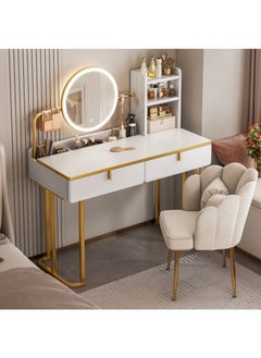 Buy Makeup Vanity Table Dressing Table Flip Mirror With Drawers And Chair 80 CM in UAE