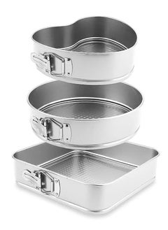 اشتري 3-Piece Non-Stick Cake Pan Set with Quick Release Bottom Perfect for Making Cheesecake, Cookies and Cakes IR في مصر