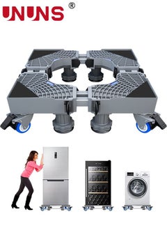 Buy Fridge Stand Mobile Base With 4 Locking Refrigerator Wheels And 8 Strong Feet For Washing Machine Stand Pedestal, Fridge Base Stand, Adjustable Appliance Dolly Square, Moving Roller in Saudi Arabia