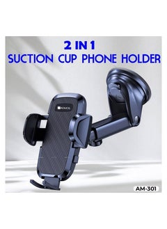 Buy ADMOS AM-301 Suction Cup Phone Holder 2 in 1 Multi Stand Car Mobile Holder Fits On Dashboard Windshield AC Vent in Saudi Arabia