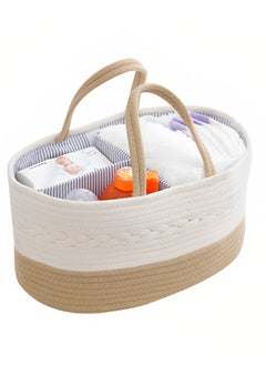 Buy Baby Diaper Caddy Organizer Cotton Rope Diaper Storage Basket with Adjustable Divider Portable Car Travel Diapers Organizer for Newborn Boys Girls Large Capacity Baby Baskets for Storage in UAE