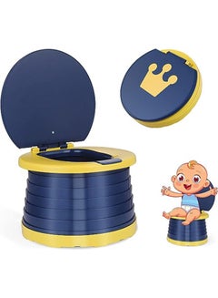 Buy Toddler Potty Training Seat,Portable Travel Potty Chair Toilet,Foldable Kids Toilet Seat For Boys Or Girls,Baby Potty Stool With Cleaning Bags For Outdoor,Blue in Saudi Arabia