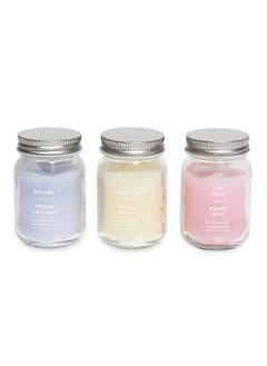 اشتري Summer 3 - Pieces Vanilla Lavender And Velvet Rose Candle Set Multicolour في الامارات