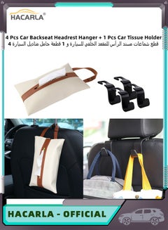 Buy 4 Pcs Car Backseat Headrest Hanger Car Seat Headrest Hooks Storage Organizer And 1 Pcs Leather Car Tissue Holder Leather Tissue Box Holder Car Tissue Box Hanging Tissue Box Holder in UAE