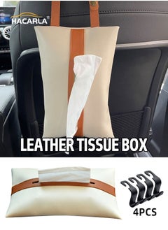 اشتري 4 Pcs Car Backseat Headrest Hanger Car Seat Headrest Hooks Storage Organizer And 1 Pcs Leather Car Tissue Holder Leather Tissue Box Holder Car Tissue Box Hanging Tissue Box Holder في السعودية