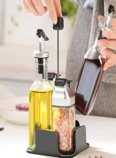 Buy Spice Rack Organizer Olive Oil Dispenser and Vinegar Bottle Set Of 4 Spinning Countertop Herb and Spice Rack Organizer in UAE