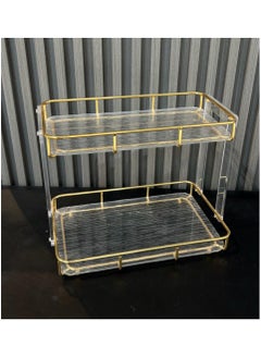 Buy One Piece Unique Design Layered Dessert Stand Stand, Clear/Gold in Saudi Arabia