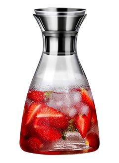 Buy 37/54 Oz Glass Drip-free Carafe with Stainless Steel Flip-top Lid, Hot and Cold Glass Water Pitcher, Tea/Coffee Maker, Iced Tea, Beverage Pitcher As Well As for Decanting,Serving Wine (1600 ml / 54oz) in UAE