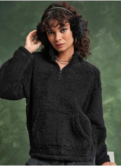 Buy Textured Drop Shoulder Oversized Sweatshirt in Saudi Arabia