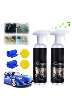 اشتري Multifunctional Glass Oil Film Foam Remover, 2 PCS Glass Oil Film Remover for Car with Sponge Towel, Car Glass Oil Film Cleaner, Glass Oil Film Stain Removal Cleaner, Oil Film Remover for Car Window في الامارات