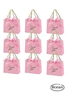 اشتري Thank You Gift Bags, 9 Pack Small Thank You Gift Bag Party Favor Bags Treat Boxes with Rose Red Bow Ribbon And Handles في السعودية