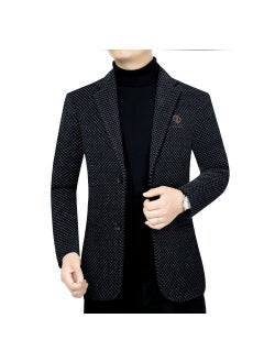 Buy 2023 autumn and winter New chenille middle-aged mens high-end casual suit dad suit suit one-piece Top clothesXZ1771 navy blue XZ1771 navy blue in Saudi Arabia