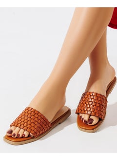 Buy Flat Slipper Heel Leather Checkered-Havan in Egypt